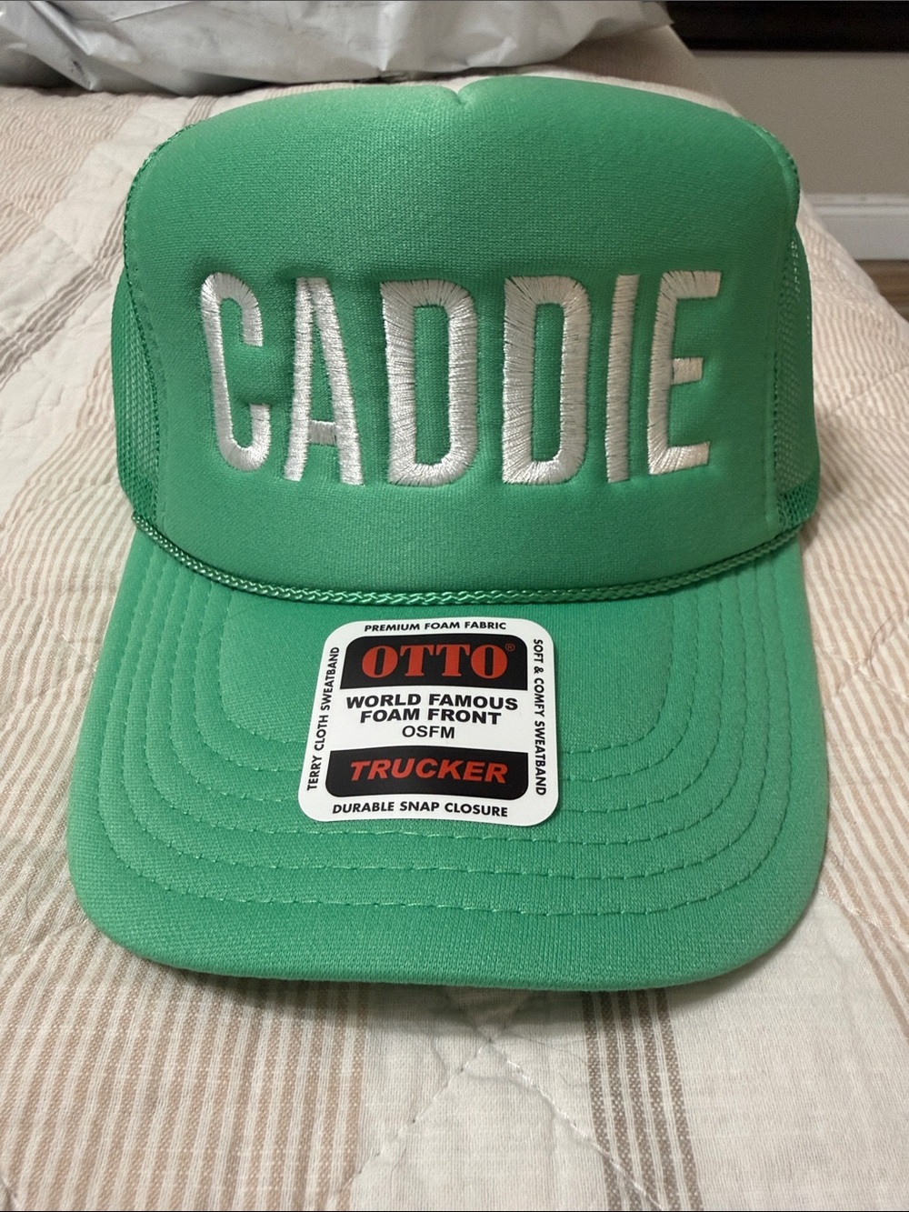 OTTO Green CADDIE Trucker Hat with White Embroidery